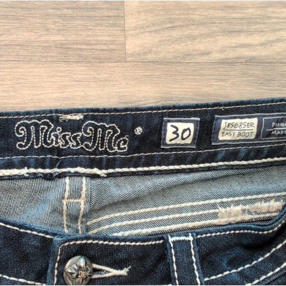 Miss Me Dark Blue Embellished Studded Bootcut Women's Jeans - Size 30 Regular - Picture 3 of 11